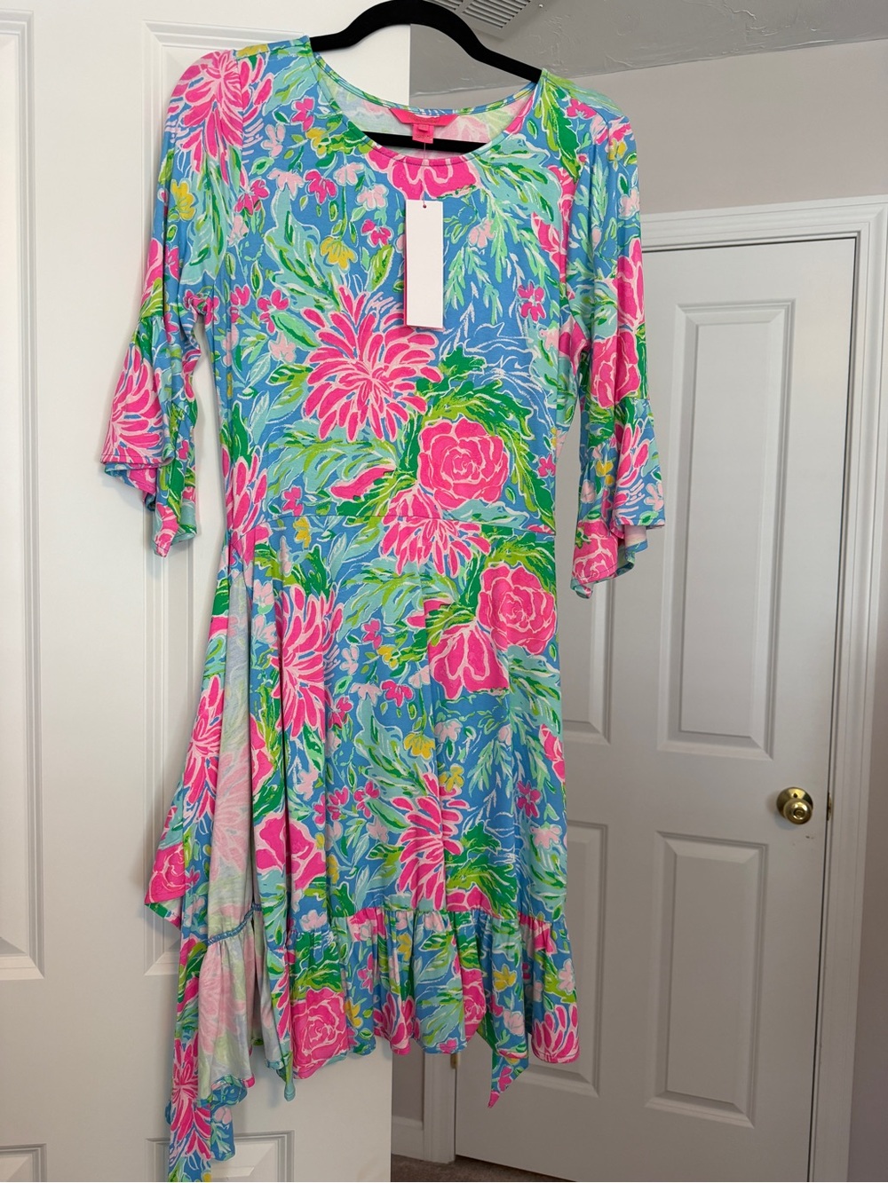Lilly Pulitzer Blue, Pink and Green Floral High-Low Dress